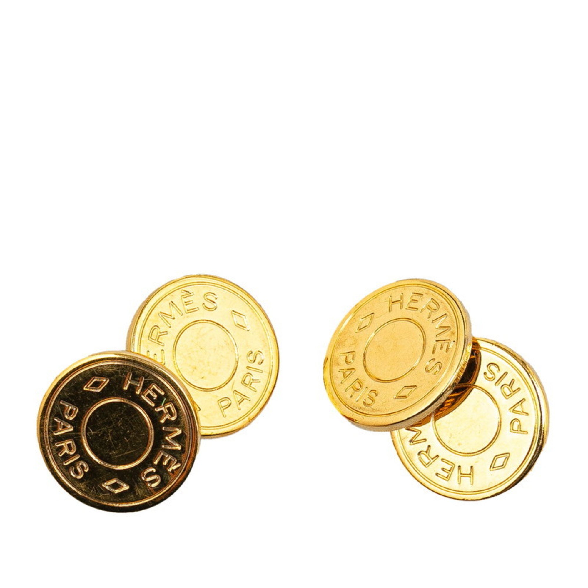 Hermes Serie Button Chain Cufflinks Gold Plated Men's HERMES