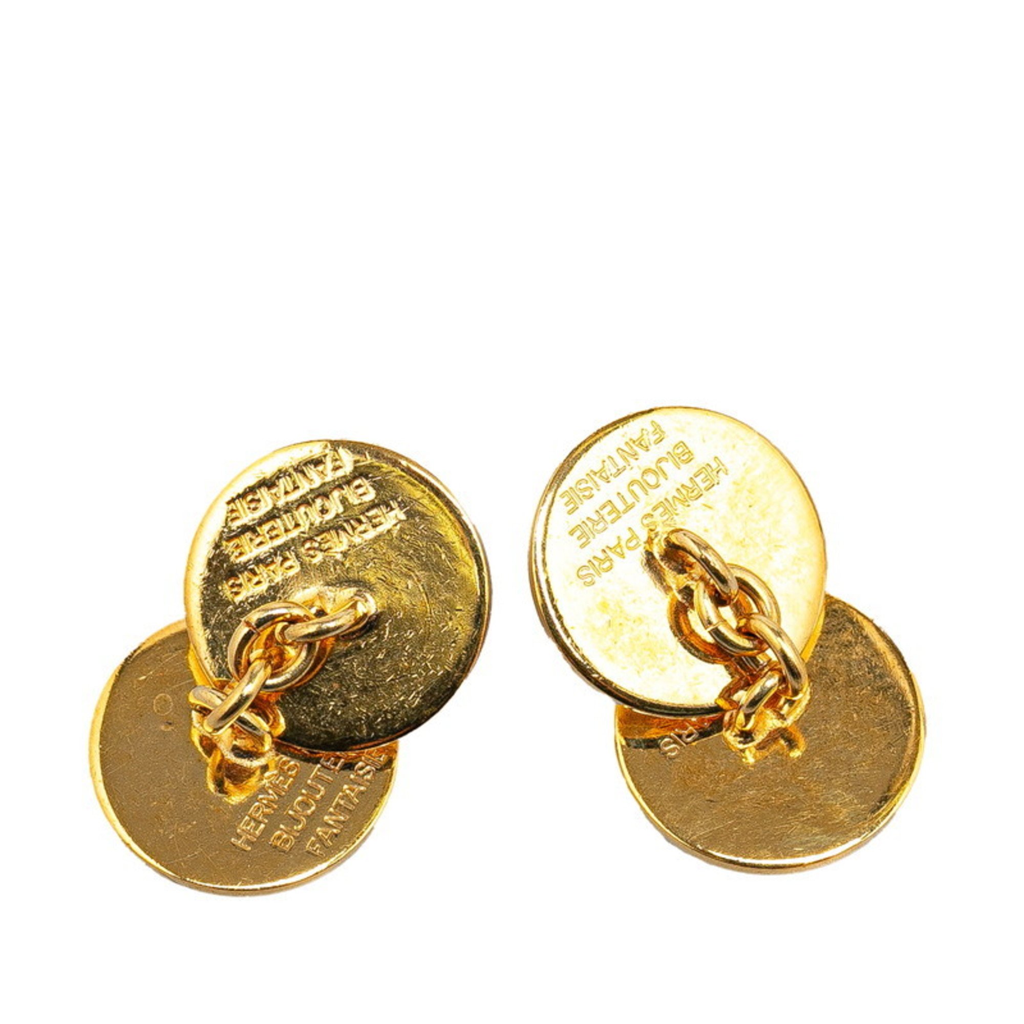 Hermes Serie Button Chain Cufflinks Gold Plated Men's HERMES