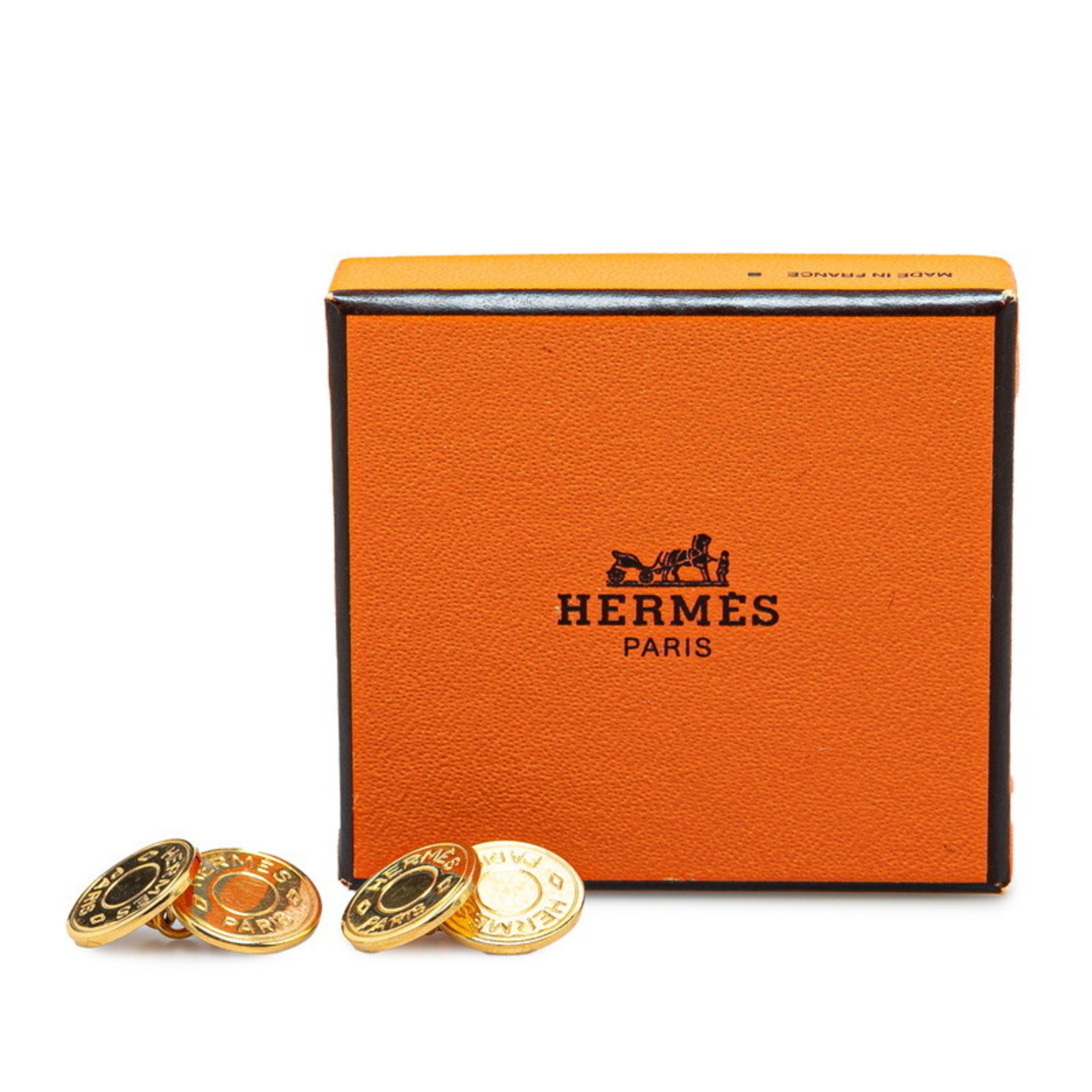 Hermes Serie Button Chain Cufflinks Gold Plated Men's HERMES