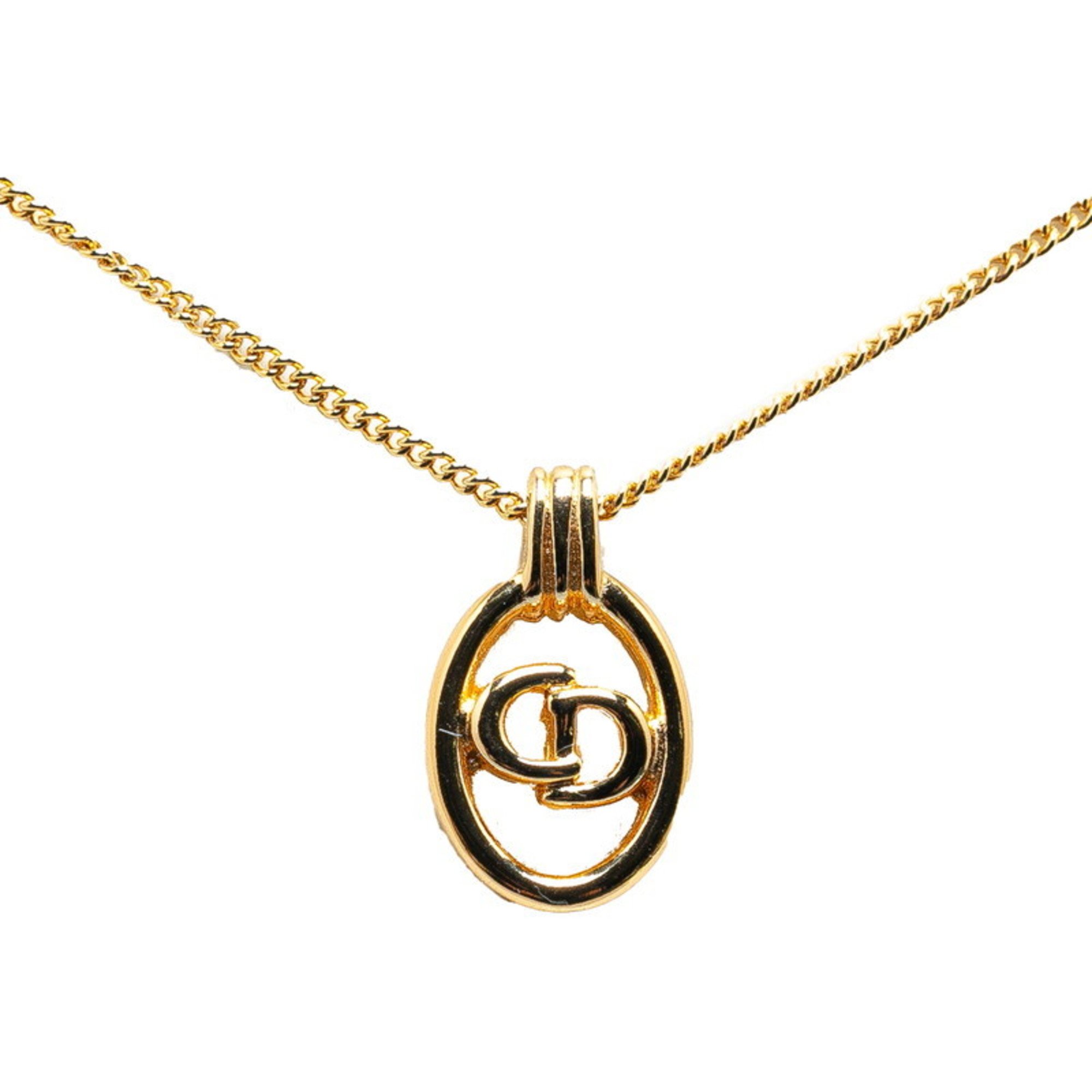 Christian Dior Dior CD Circle Necklace Gold Plated Women's