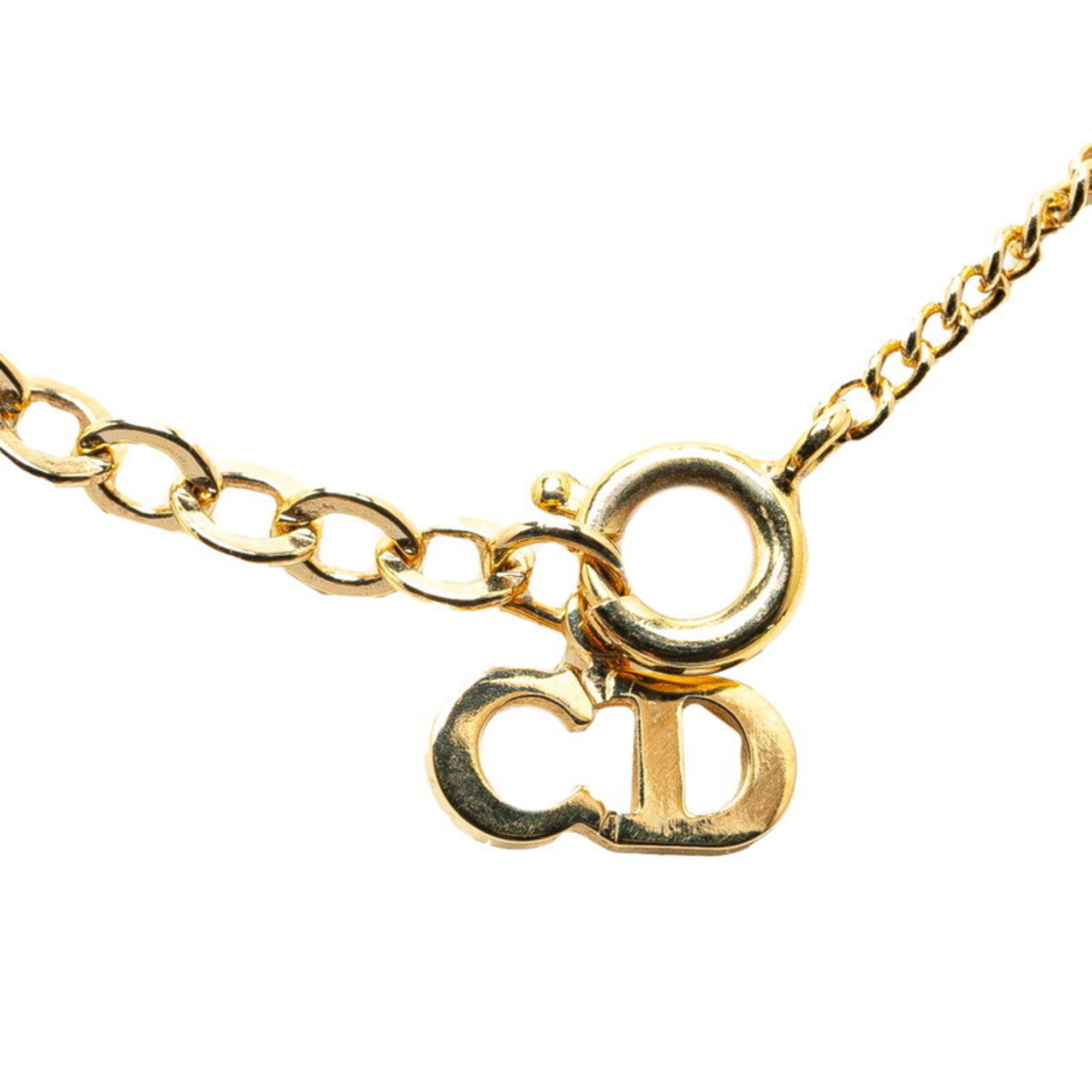 Christian Dior Dior CD Circle Necklace Gold Plated Women's