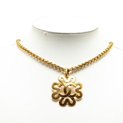 Chanel Coco Mark Clover Four Leaf Motif Necklace Gold Plated Women's CHANEL