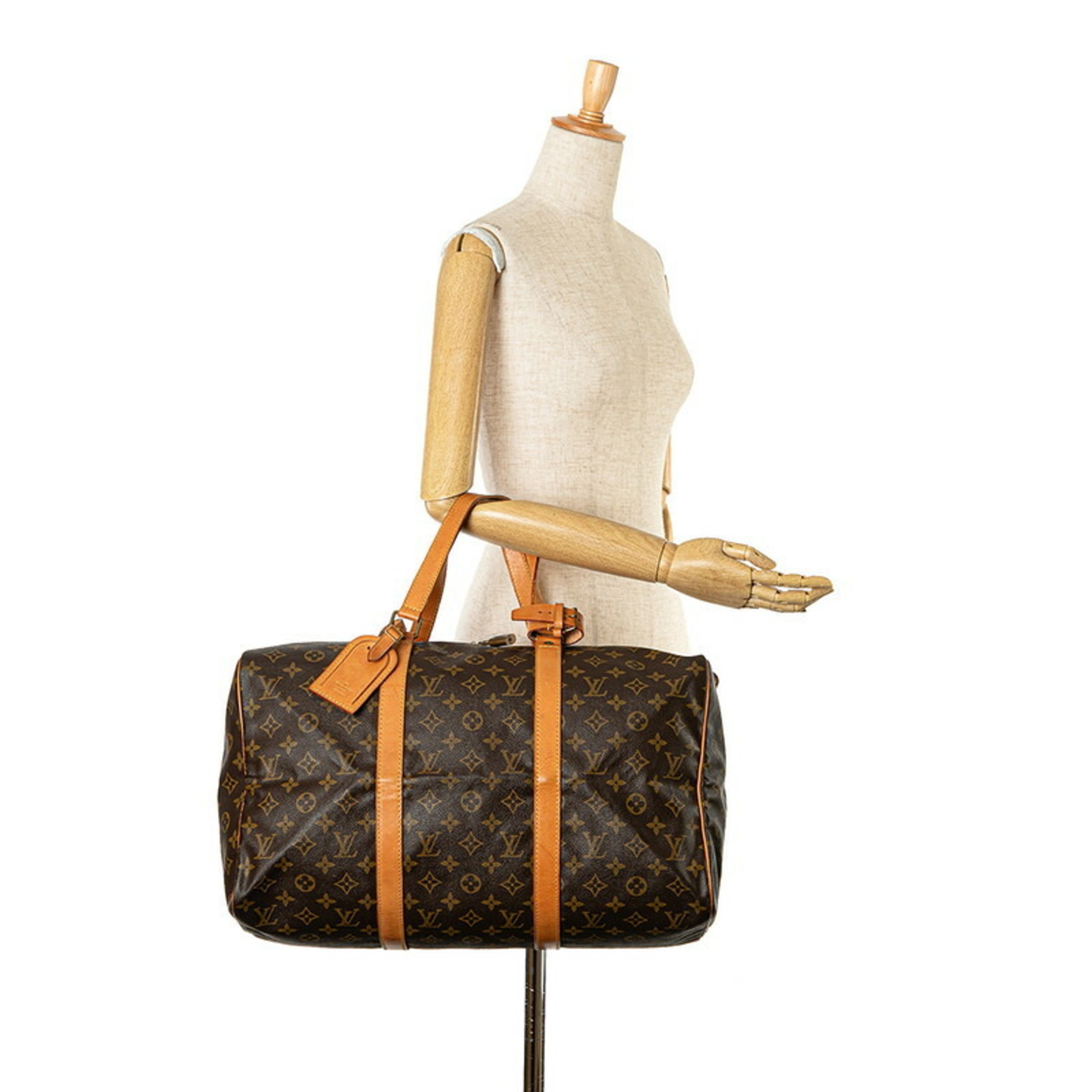 Louis Vuitton Monogram Sax Pool 45 Boston Bag Travel M41624 Brown PVC Leather Women's LOUIS VUITTON