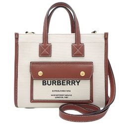 BURBERRY Freya Tote 80441431 Shoulder Bag Canvas x Leather Natural Tan 351668