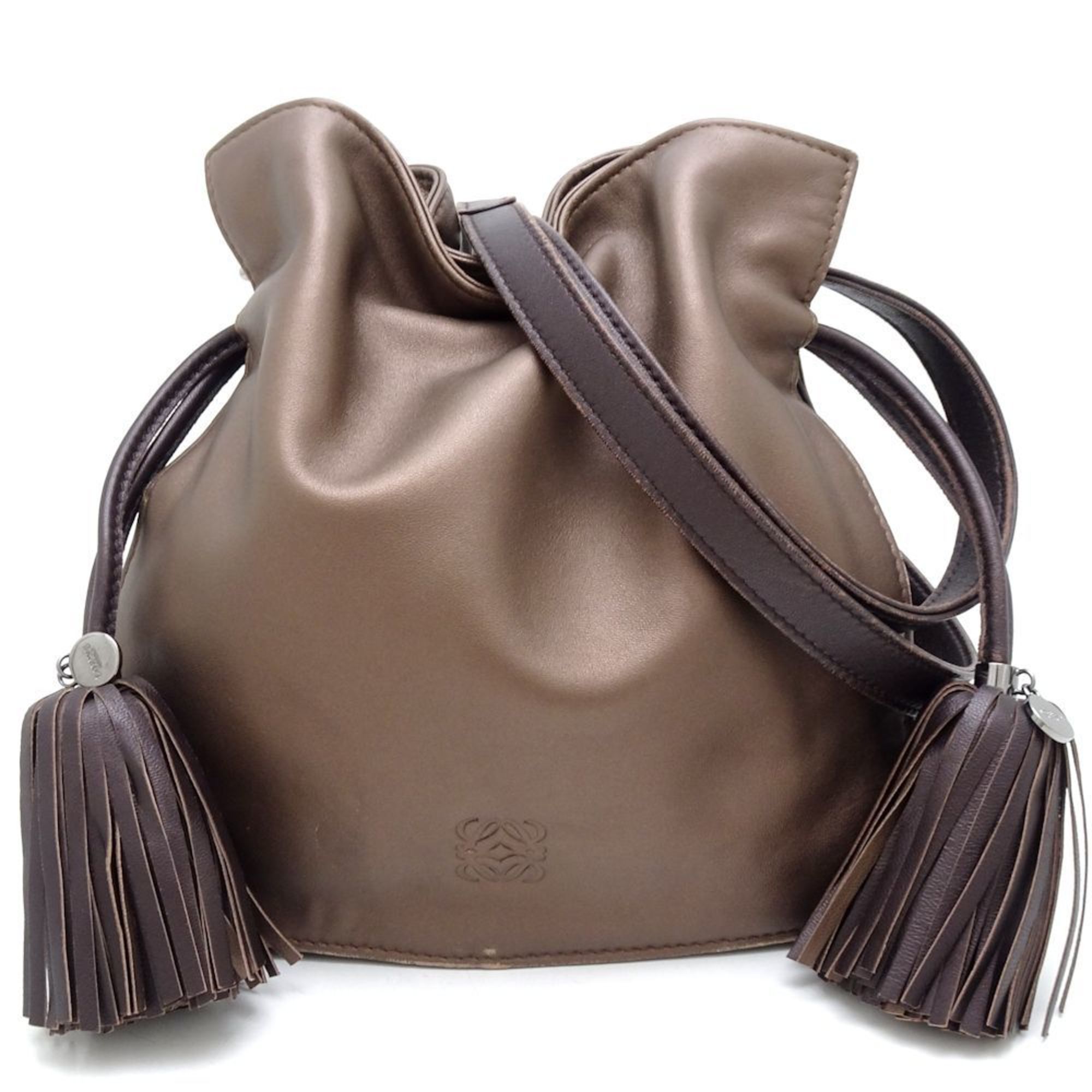 LOEWE Flamenco 380.85EE17 Shoulder Bag Nappa Leather Brown 351703