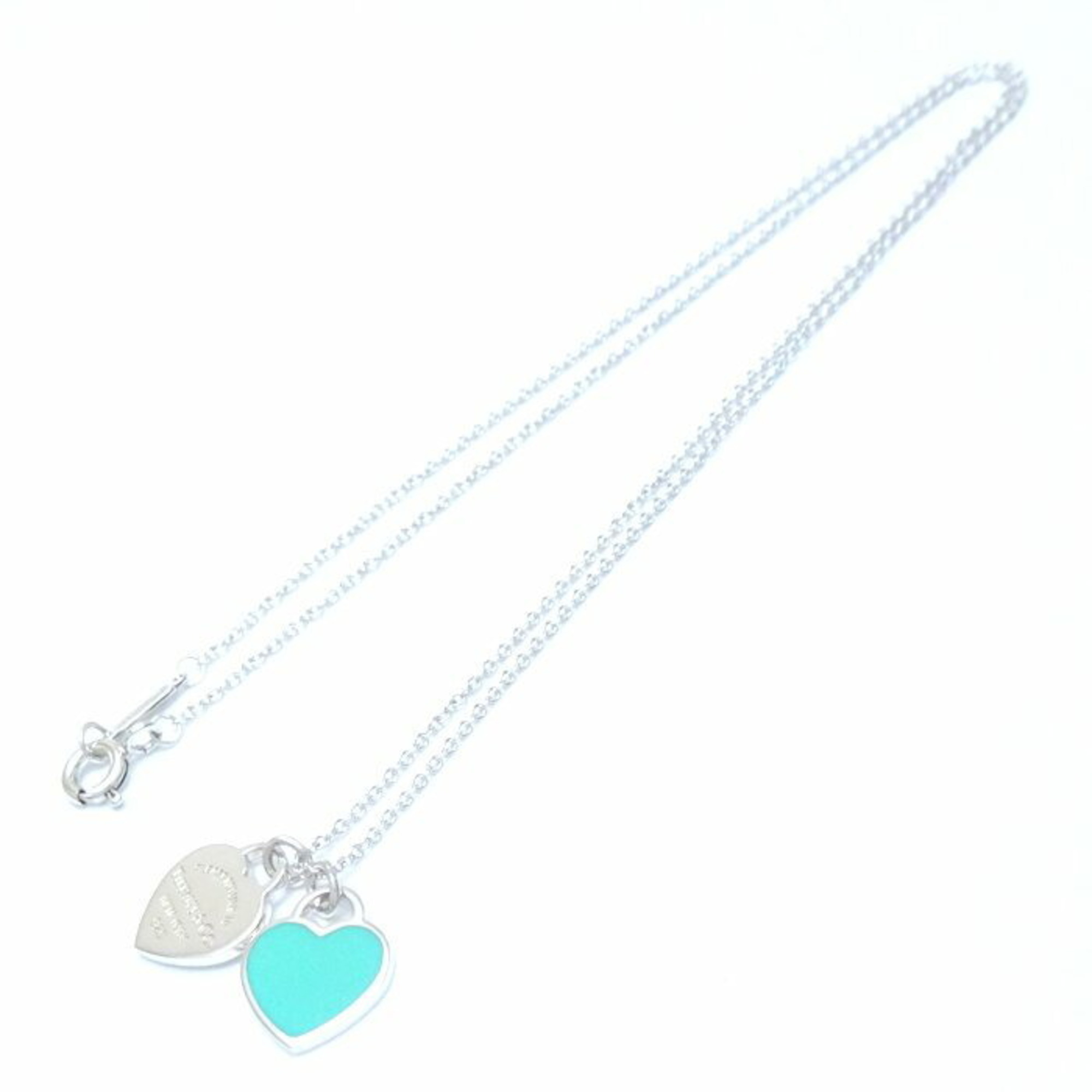 TIFFANY&Co. Tiffany Return to Double Heart Tag Necklace Blue Silver 925 292548