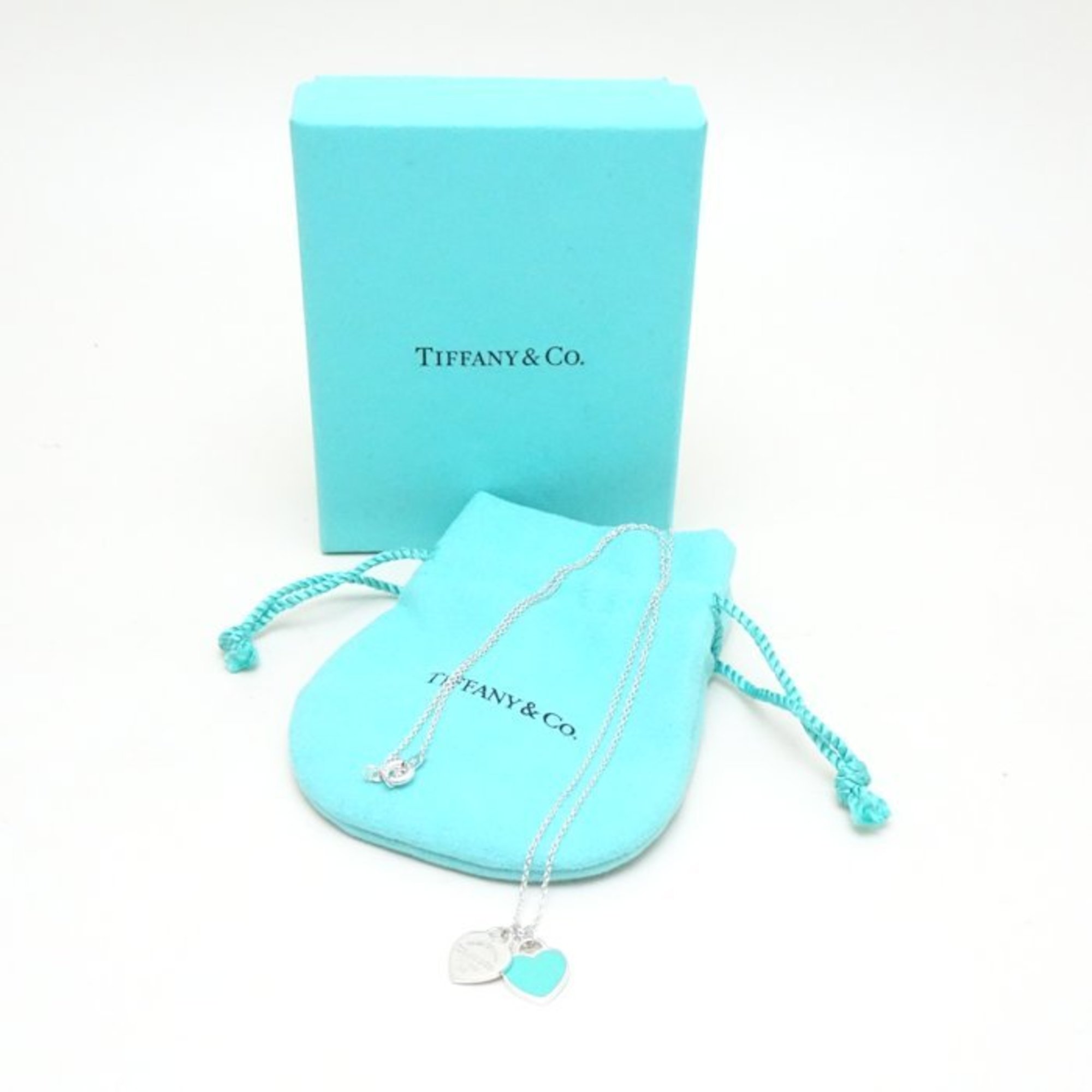 TIFFANY&Co. Tiffany Return to Double Heart Tag Necklace Blue Silver 925 292548