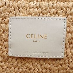 CELINE Small Cabas Thais 116302FF7.01BC 2-Way Bag Raffia x Calfskin White Beige 351670