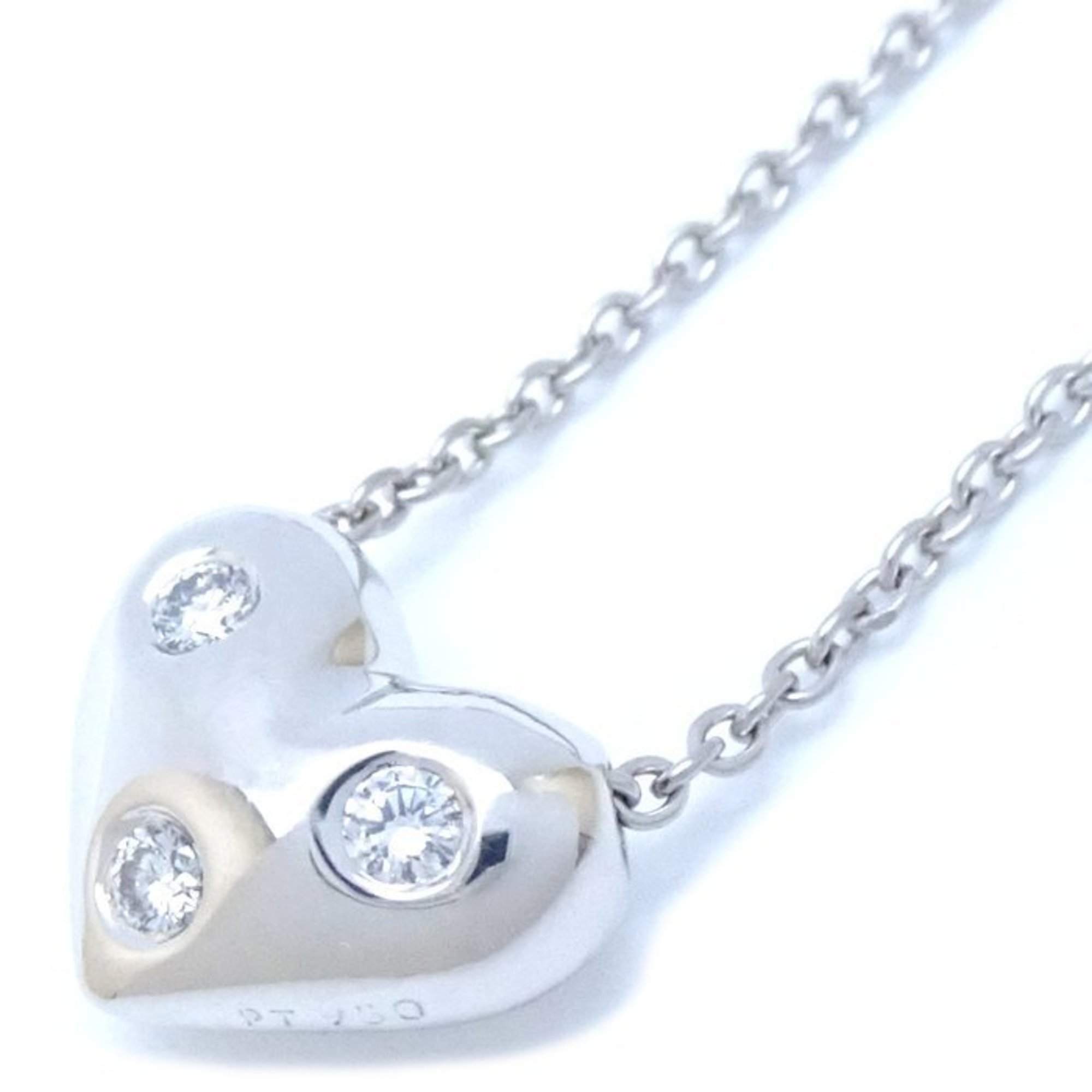 TIFFANY&Co. Tiffany Dots Heart Necklace 3P Diamond Pt950 Platinum 292547