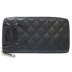 CHANEL Chanel Long Wallet A50078 Round Cambon Line Leather Black 180733