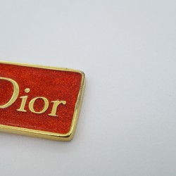 Christian Dior Necklace Plate GP Plated Gold Red Ladies