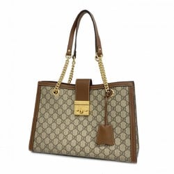 Gucci Shoulder Bag GG Supreme Padlock 479197 Leather Brown Women's