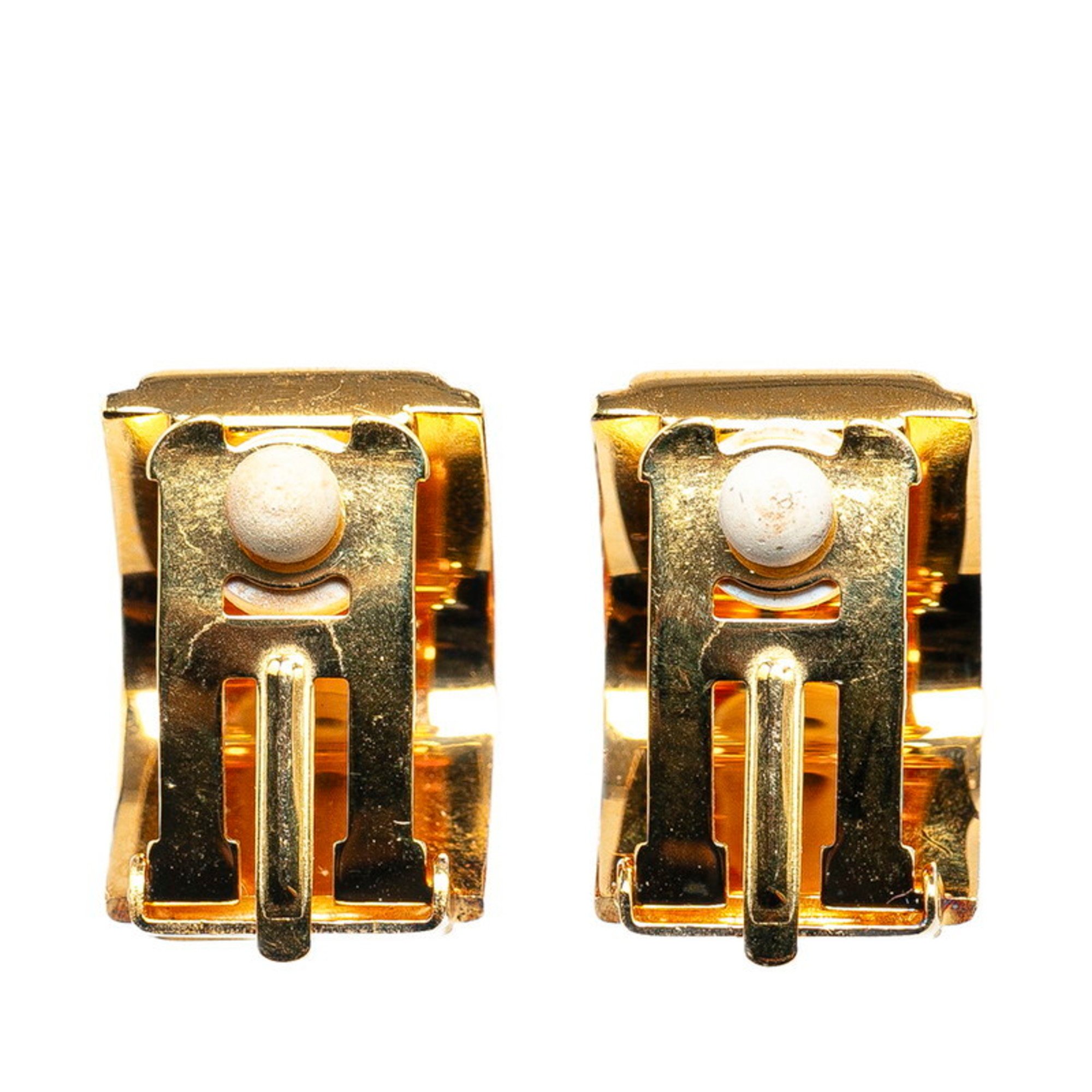 Hermes enamel GM cloisonné earrings gold navy multi-color plating women's HERMES