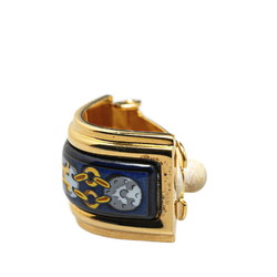 Hermes enamel GM cloisonné earrings gold navy multi-color plating women's HERMES