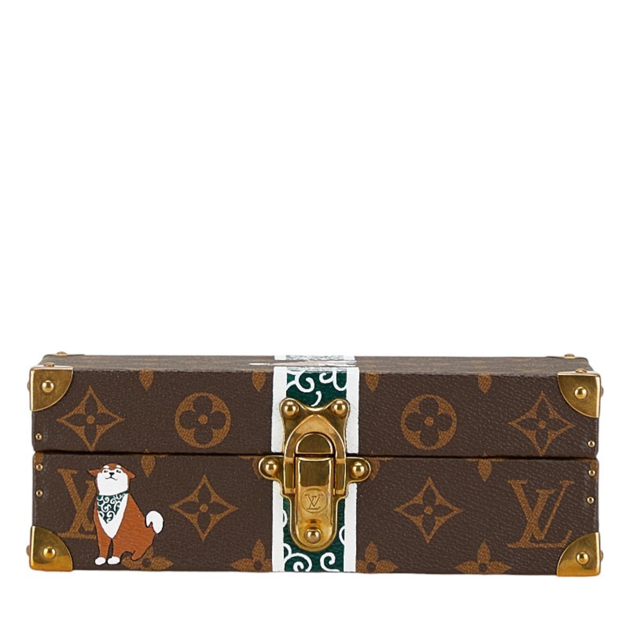 Louis Vuitton Monogram Coffret Polyvalent Shiba Inu Dog Box M41876 Brown Green PVC Leather Women's LOUIS VUITTON