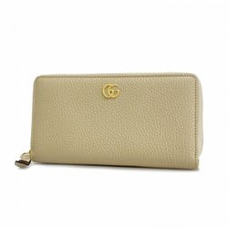 Gucci Long Wallet GG Marmont 456117 Leather Beige Women's