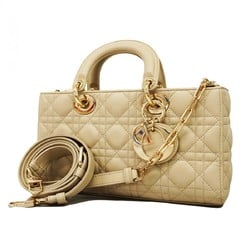 Christian Dior Handbag Cannage Lady Leather Beige Champagne Ladies