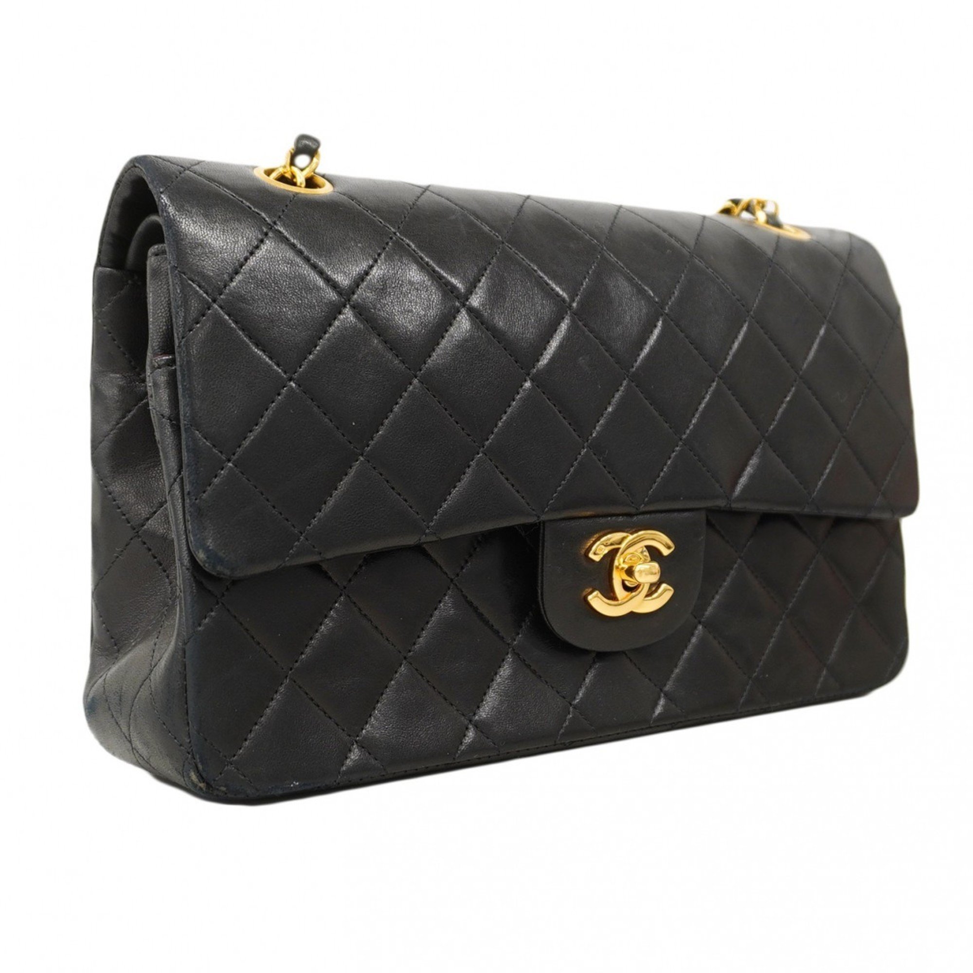 Chanel Shoulder Bag Matelasse Lambskin Black Women's