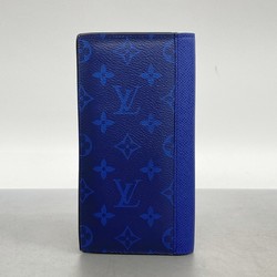 Louis Vuitton Long Wallet Taigarama Portefeuille Brazza M30297 Blue Men's