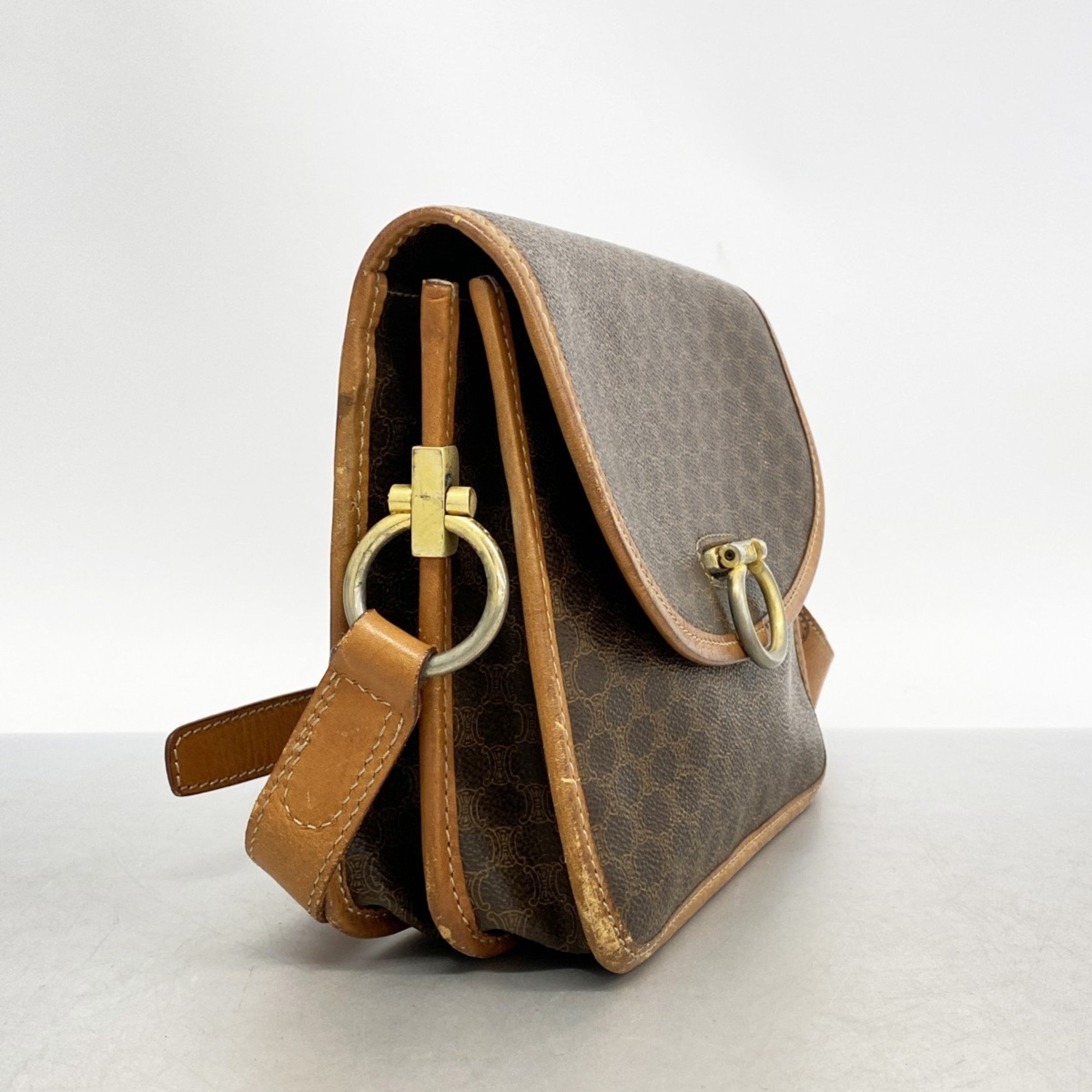 Celine Shoulder Bag Macadam Brown Women's