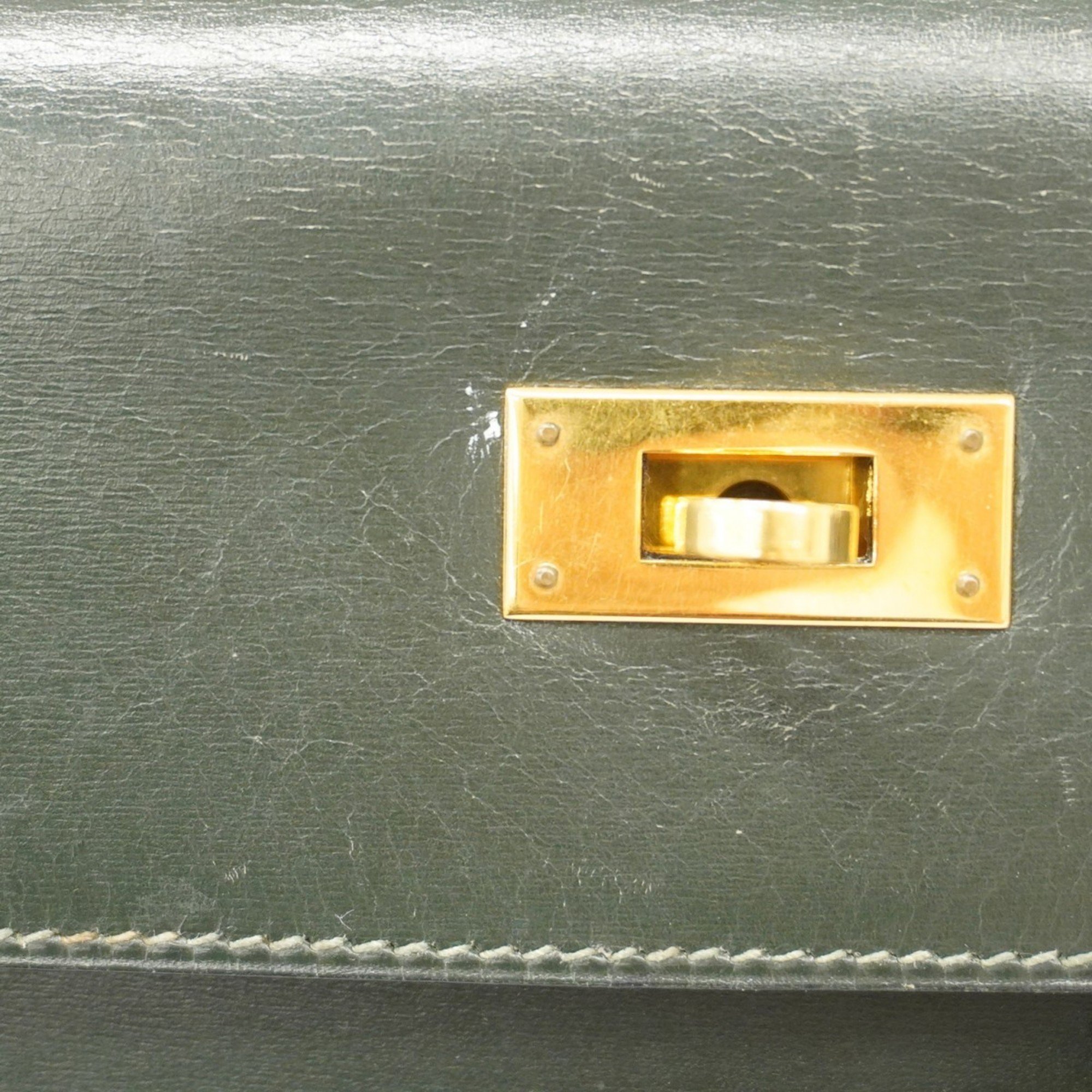 Hermes handbag Kelly 32 box calf green 〇W stamp ladies