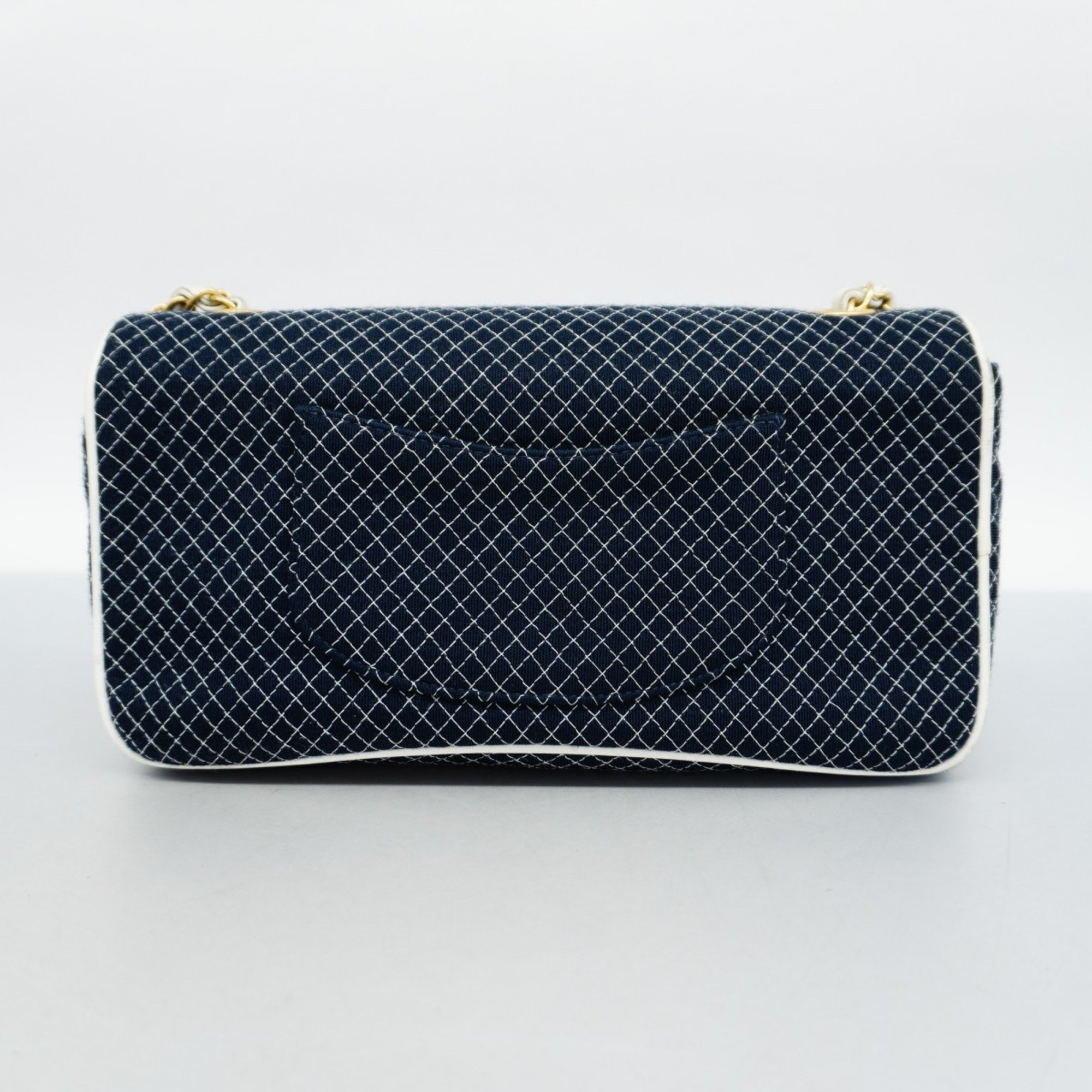 Chanel Shoulder Bag Cotton Navy Women's