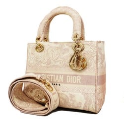 Christian Dior handbag Lady Delight canvas pink white champagne ladies