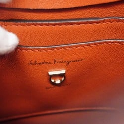 Salvatore Ferragamo Shoulder Bag Gancini Leather Red Champagne Women's