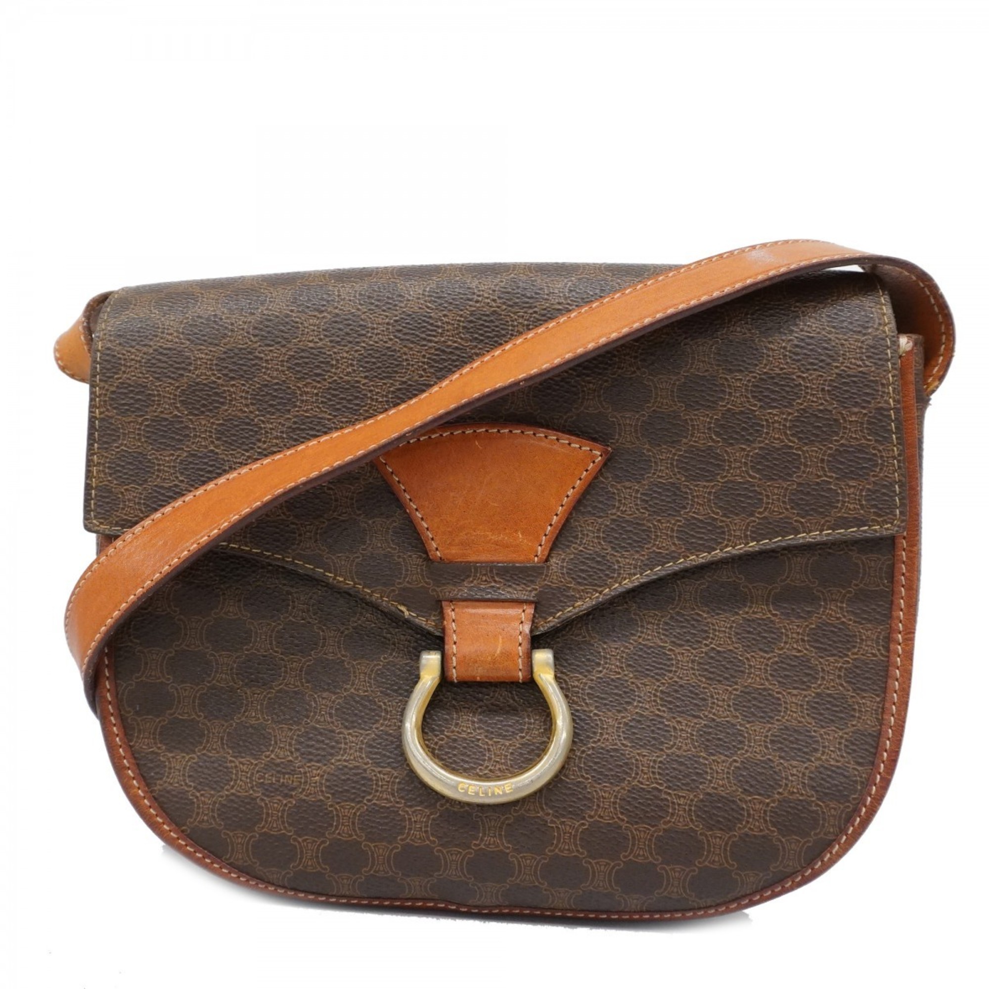 Celine Shoulder Bag Macadam Brown Women's