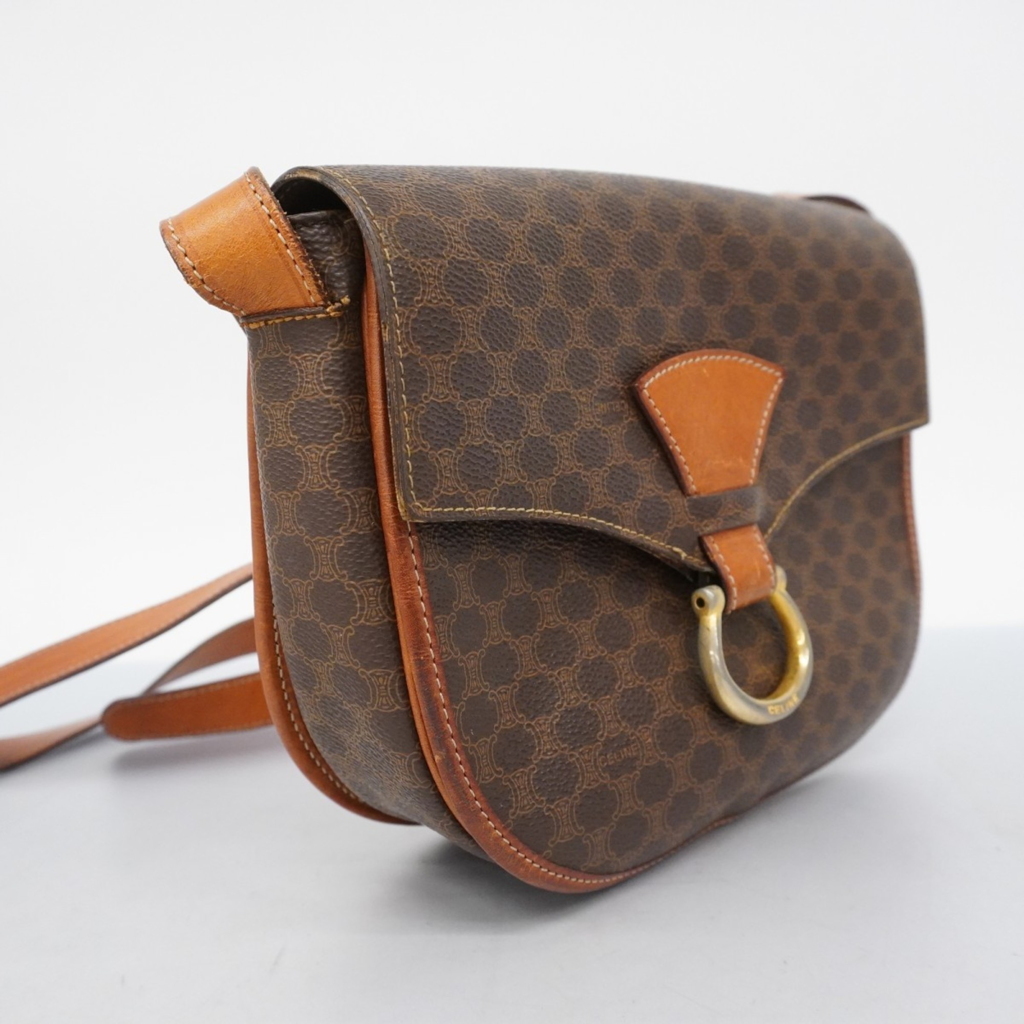 Celine Shoulder Bag Macadam Brown Women's