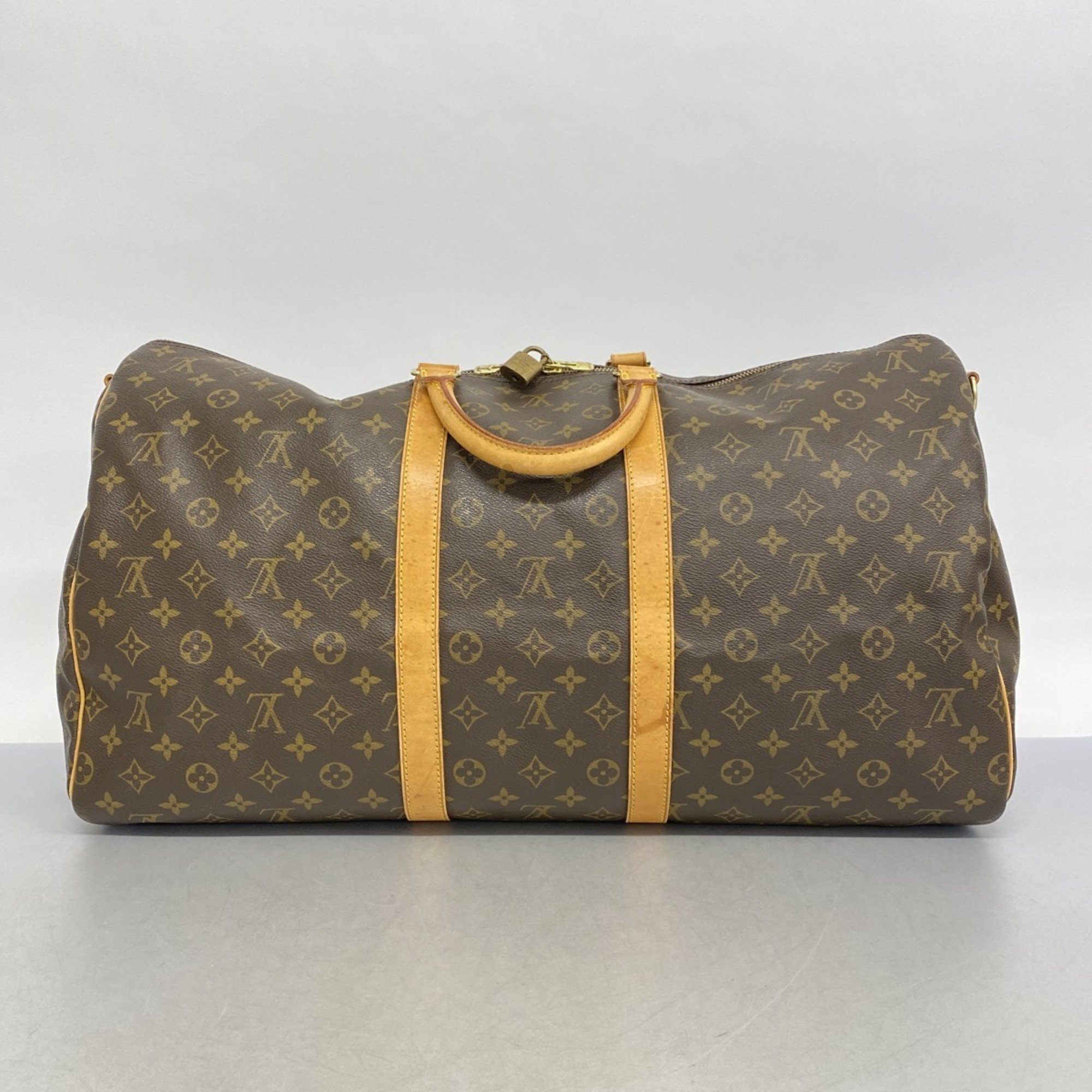 Louis Vuitton Boston Bag Monogram Keepall Bandouliere 55 M41414 Brown Men's Women's