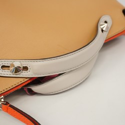 Fendi Shoulder Bag By The Way Leather Beige Multicolor Women's