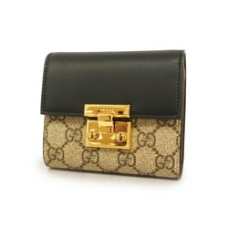 Gucci Tri-fold Wallet GG Supreme 453155 Brown Black Men's Women's