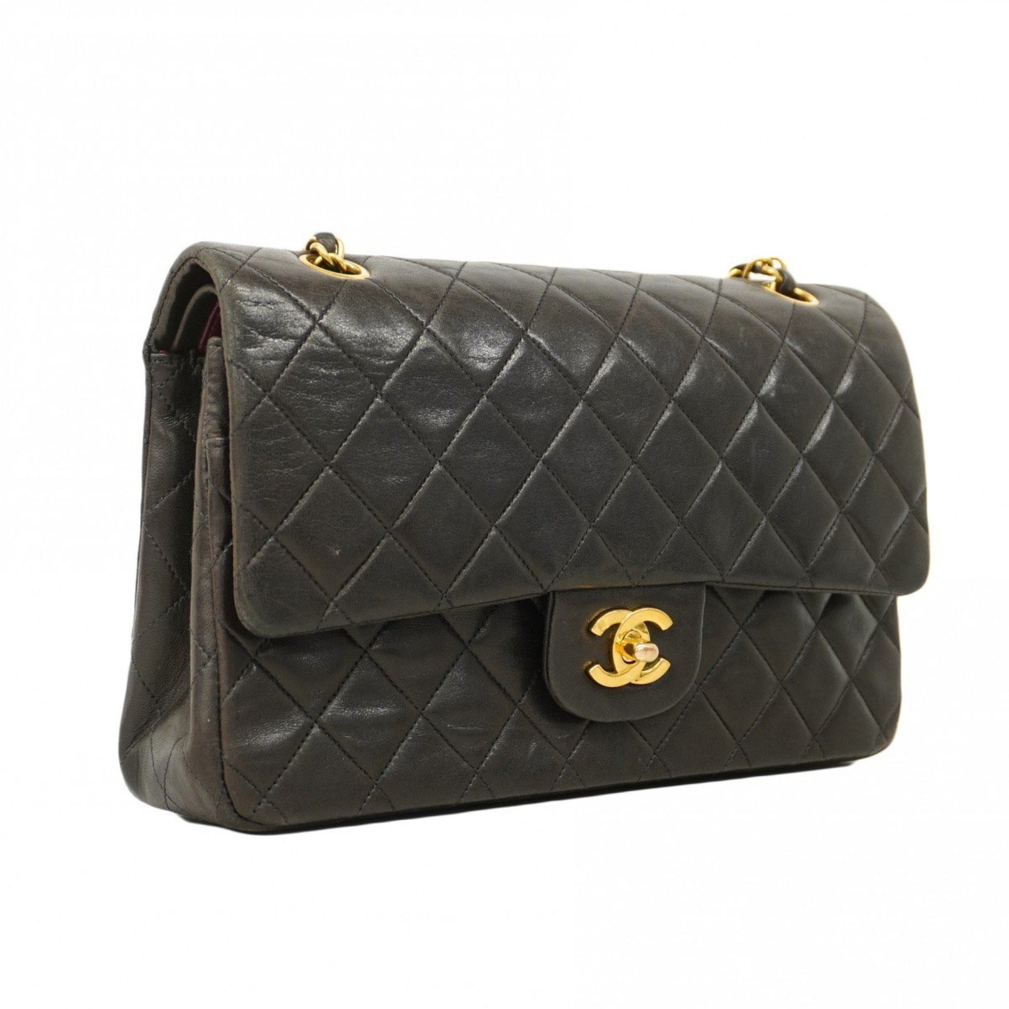 Chanel Shoulder Bag Matelasse Lambskin Black Women's