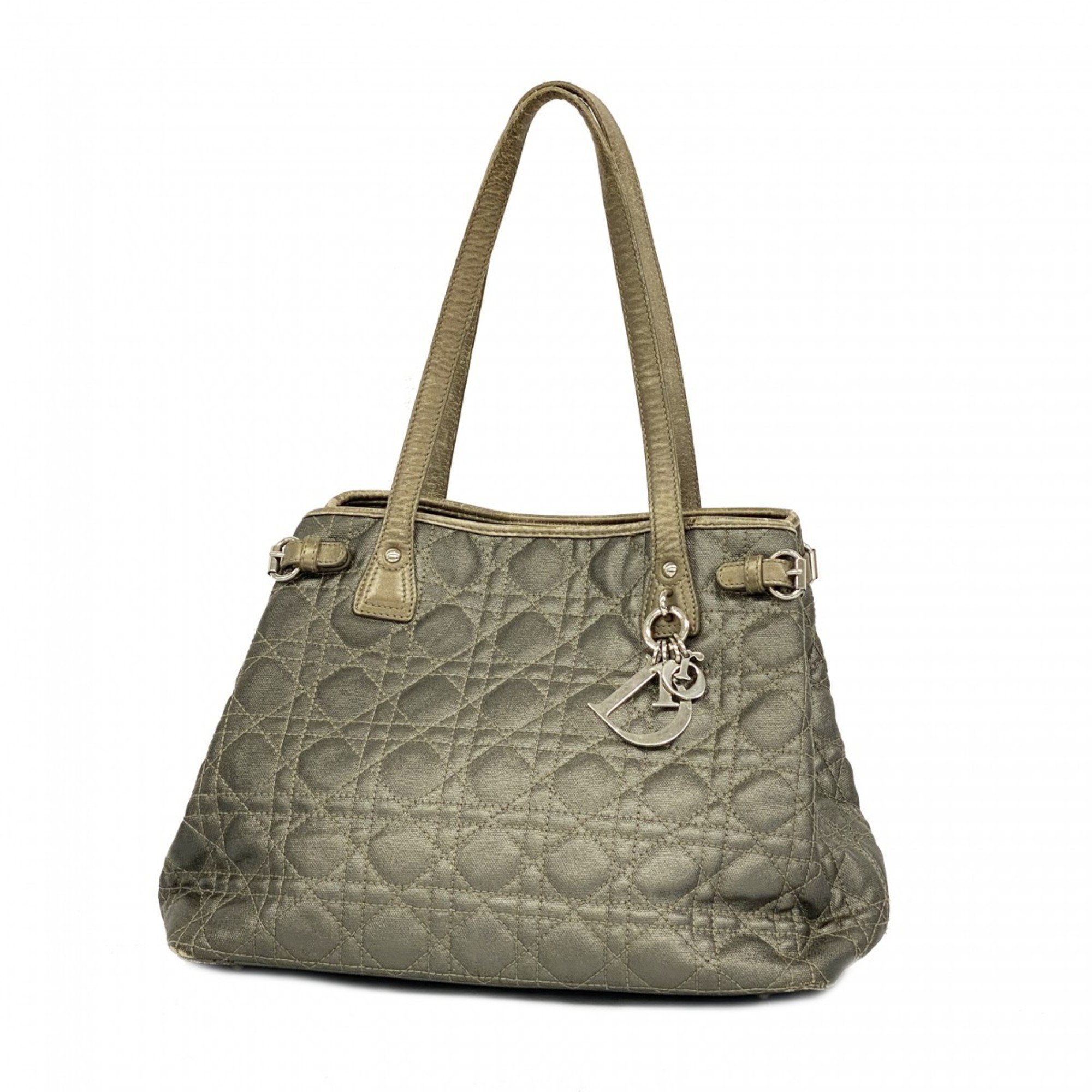 Christian Dior Tote Bag Cannage Pana Grey Women's