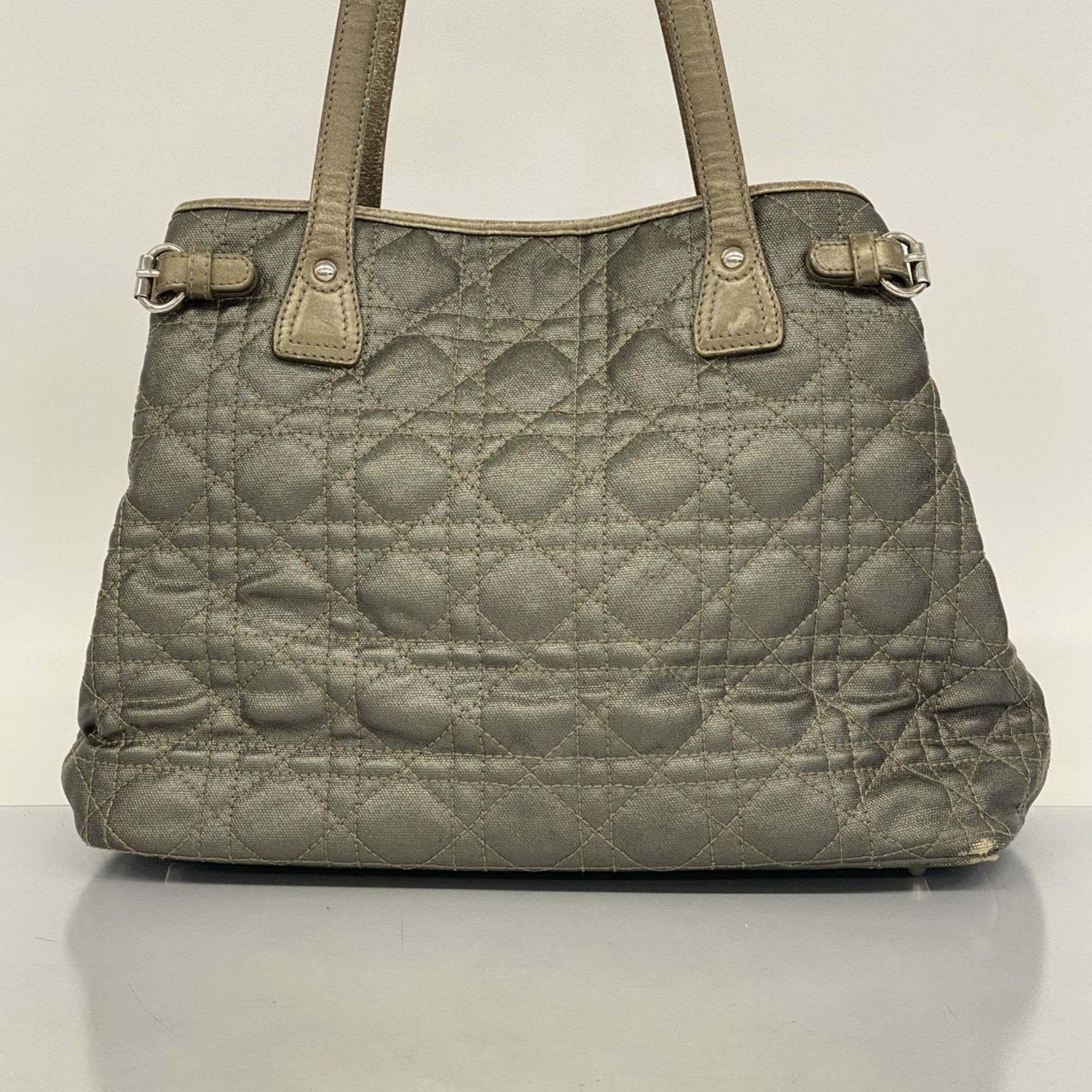 Christian Dior Tote Bag Cannage Pana Grey Women's