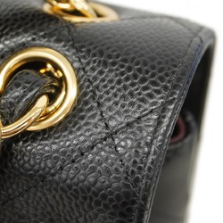 Chanel Shoulder Bag Matelasse Caviar Skin Black Women's