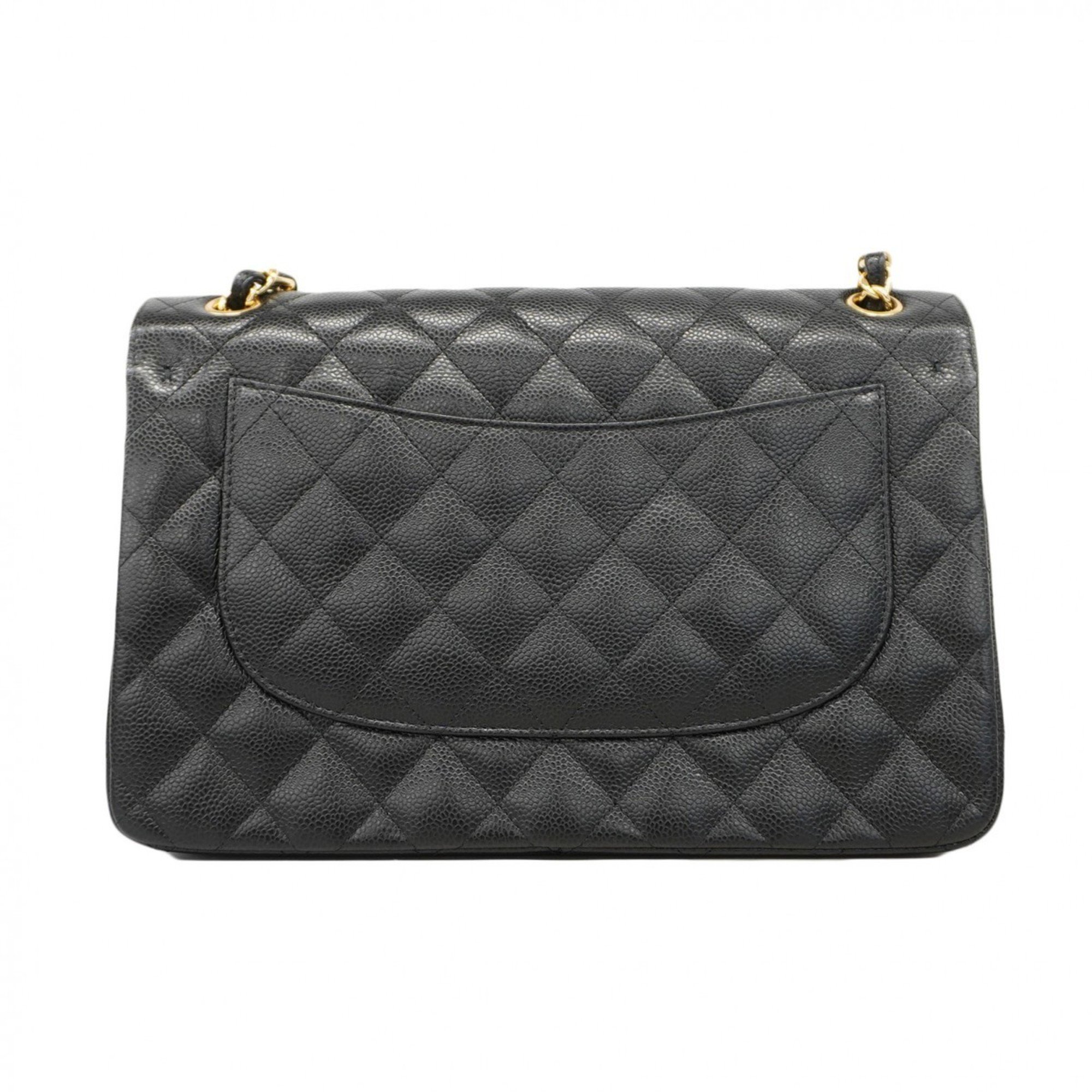 Chanel Shoulder Bag Matelasse Caviar Skin Black Women's