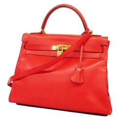 Hermes handbag Kelly 32 Veau Gulliver Rouge vif 〇X engraved ladies