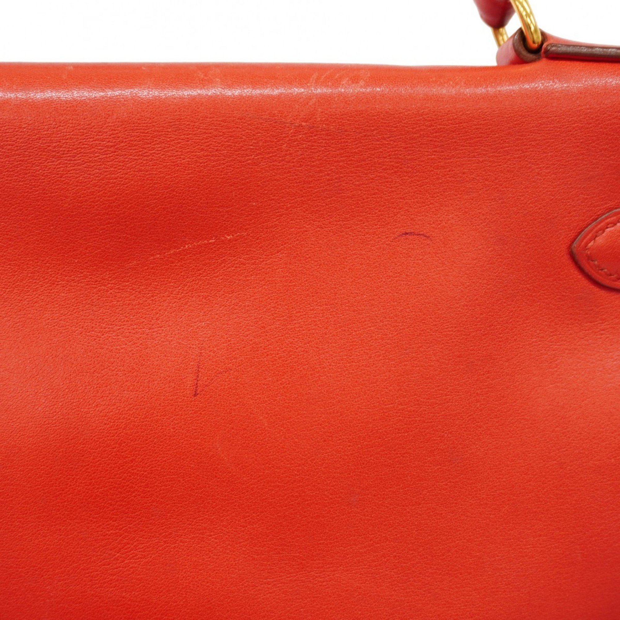 Hermes handbag Kelly 32 Veau Gulliver Rouge vif 〇X engraved ladies