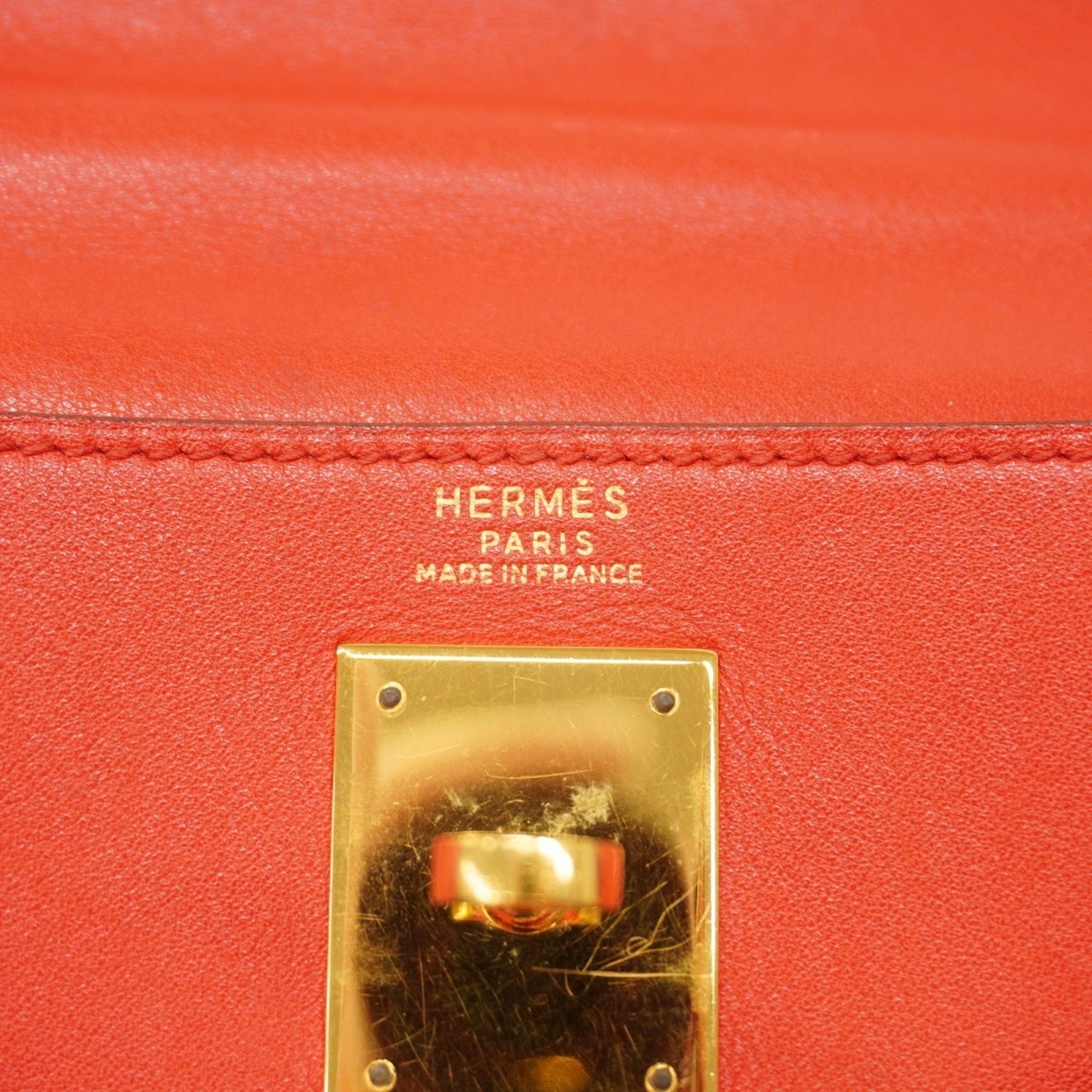 Hermes handbag Kelly 32 Veau Gulliver Rouge vif 〇X engraved ladies