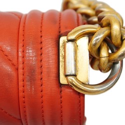 Chanel Shoulder Bag Boy V Stitch Lambskin Red Women's