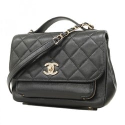 Chanel Shoulder Bag Matelasse Caviar Skin Black Champagne Ladies