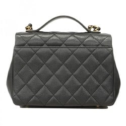 Chanel Shoulder Bag Matelasse Caviar Skin Black Champagne Ladies