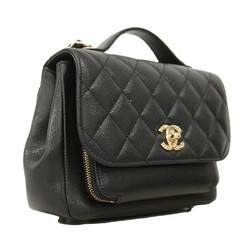 Chanel Shoulder Bag Matelasse Caviar Skin Black Champagne Ladies