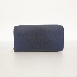 Hermes Long Wallet Azap Silk In Veau Epsom Blue Obscure □R Stamped Men's Women's