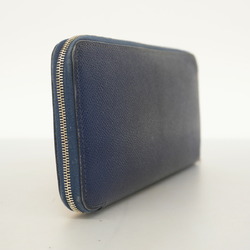 Hermes Long Wallet Azap Silk In Veau Epsom Blue Obscure □R Stamped Men's Women's