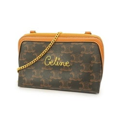 Celine Shoulder Bag Triomphe Brown Women's