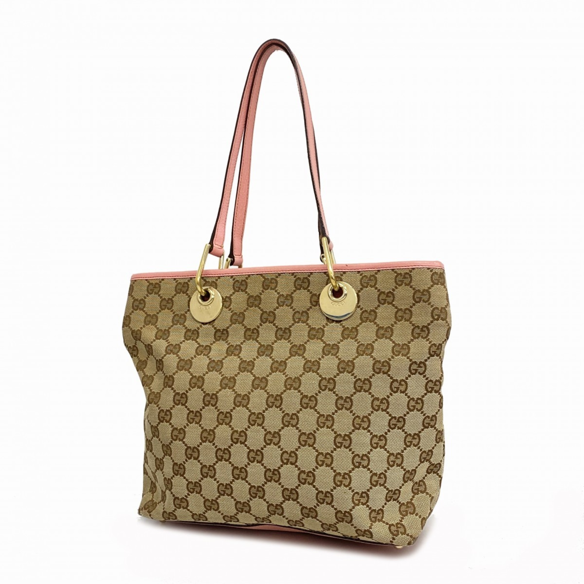 Gucci Tote Bag GG Canvas 139552 Brown Pink Women's