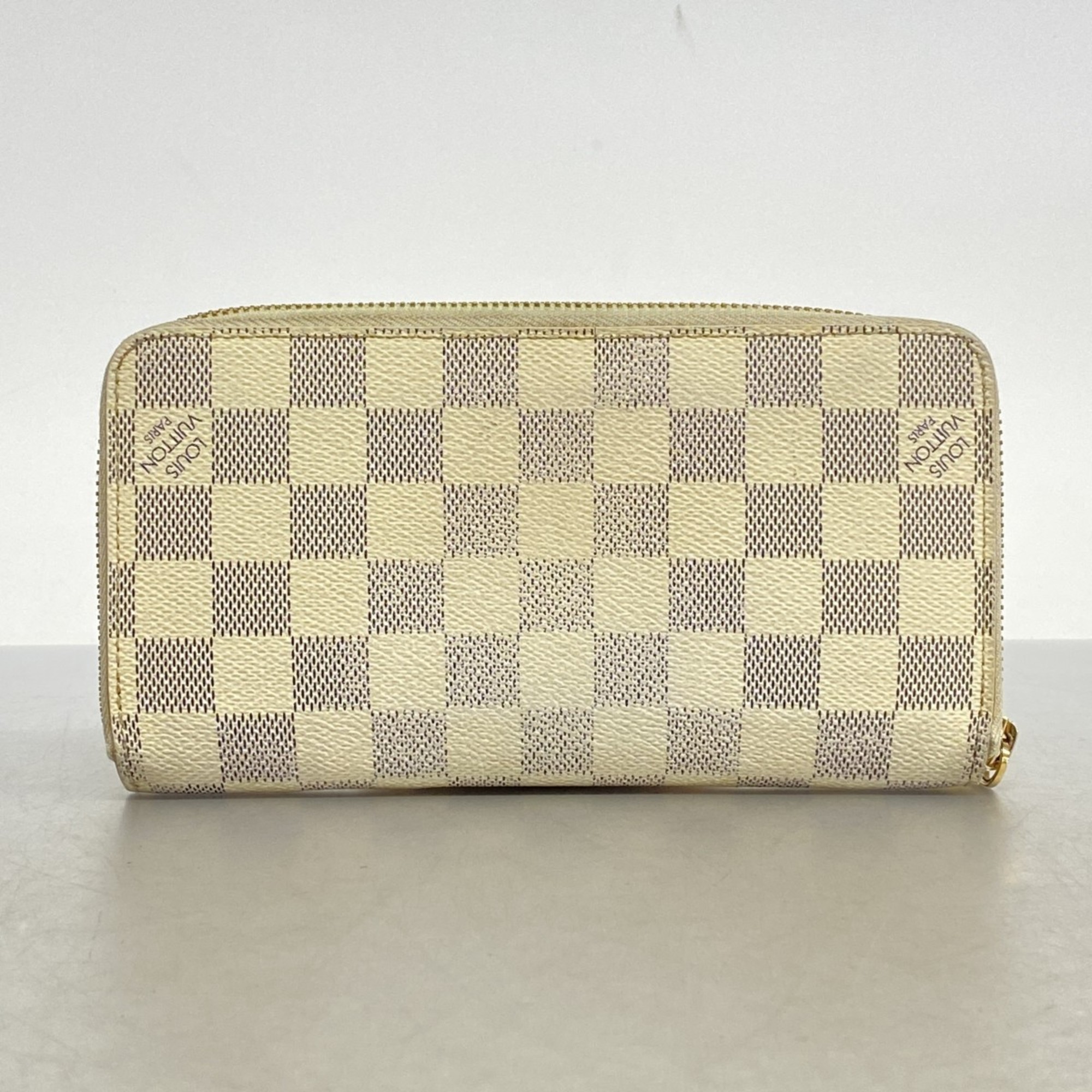 Louis Vuitton Long Wallet Damier Azur Zippy N60019 White Men's Women's